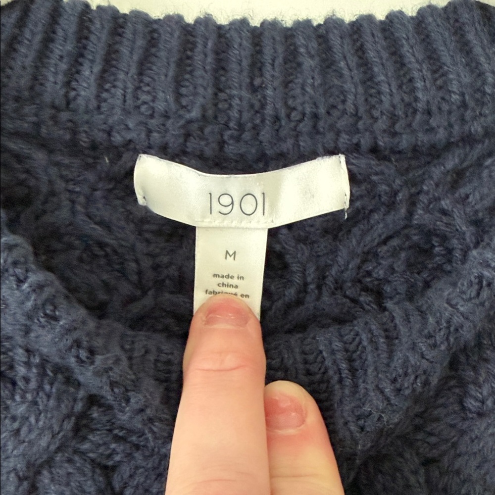 1901 Women's Deep Blue Cowl Neck Sweater
